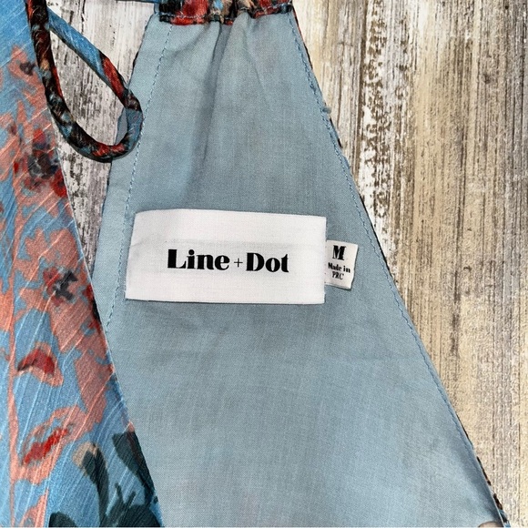 Line + Dot Blue Floral Open Shoulder Blouse - Picture 5 of 5